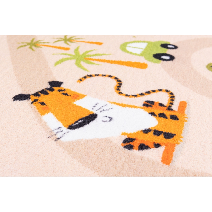 Alfombra antideslizante infantil ARES STREETS 160 cm beige/safari