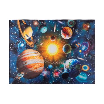 Alfombra antideslizante infantil con estampado 3D 120x160 cm planetas/multicolor