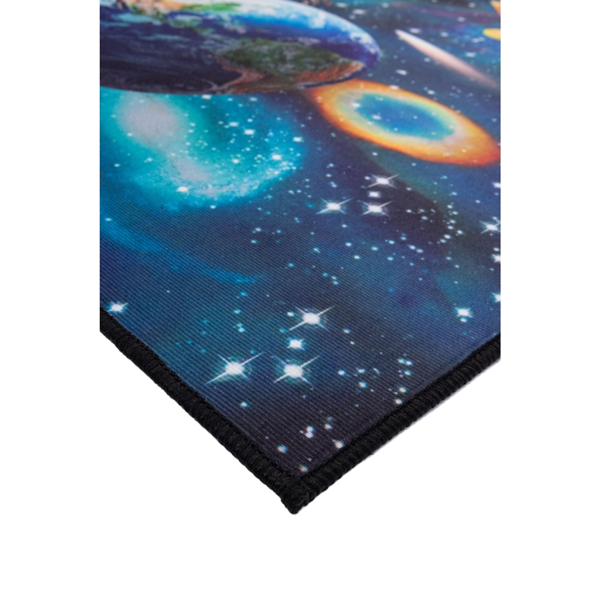 Alfombra antideslizante infantil con estampado 3D 120x160 cm planetas/multicolor