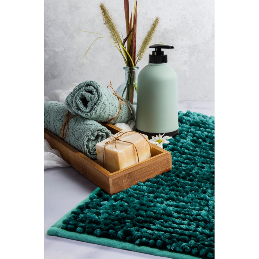 Alfombra de baño antideslizante CHENILLE 50x80 cm turquesa