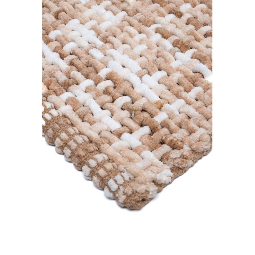 Alfombra de baño BELWEDER 60x100 cm beige/blanca