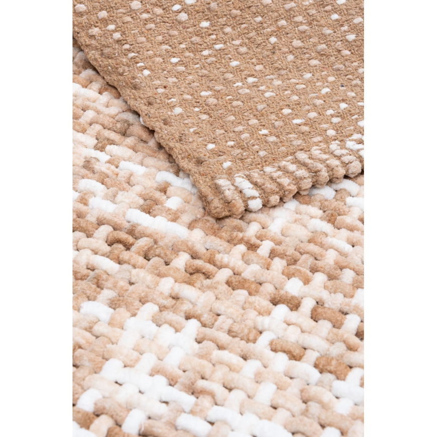 Alfombra de baño BELWEDER 60x100 cm beige/blanca
