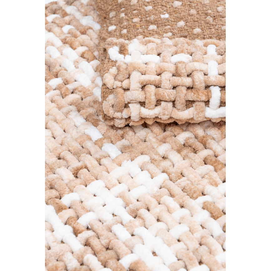 Alfombra de baño BELWEDER 60x100 cm beige/blanca