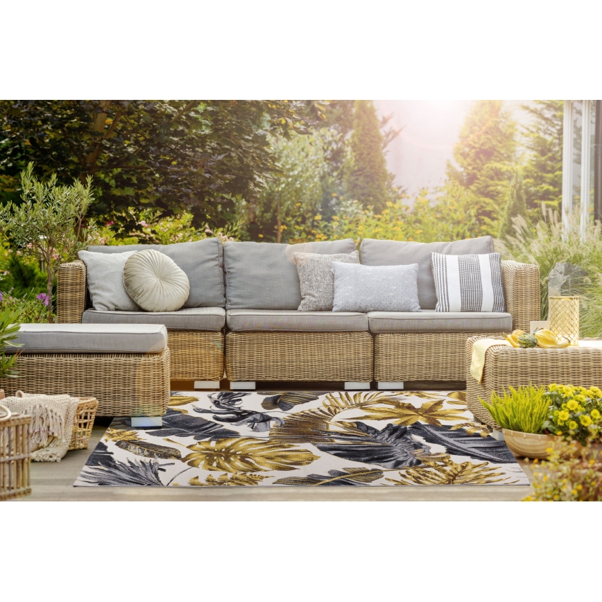 Alfombra de exterior CAPPUCCINO 120x180 cm dorada/gris/blanca