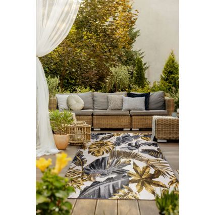 Alfombra de exterior CAPPUCCINO 120x180 cm dorada/gris/blanca