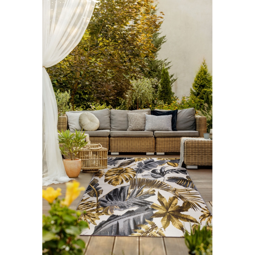 Alfombra de exterior CAPPUCCINO 120x180 cm dorada/gris/blanca