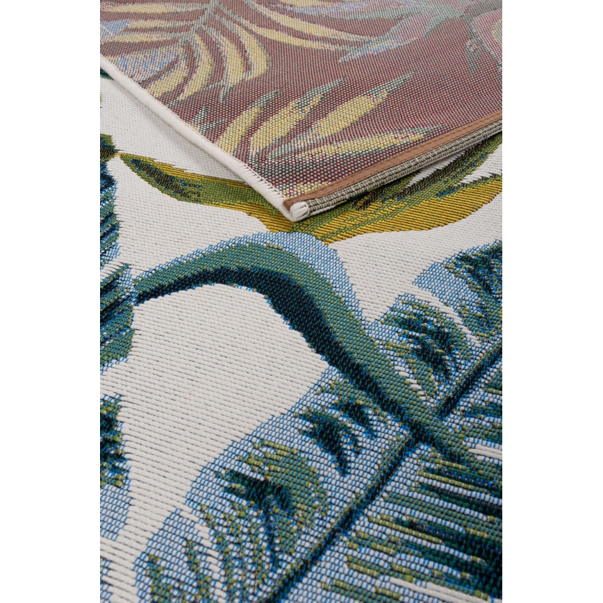 Alfombra de exterior CAPPUCCINO 80x165 cm turquesa/blanco