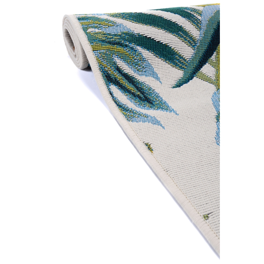 Alfombra de exterior CAPPUCCINO 80x165 cm turquesa/blanco