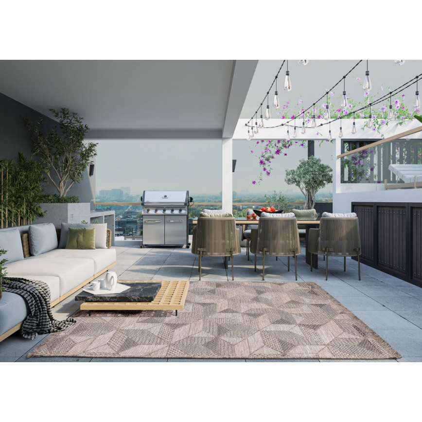 Alfombra de exterior ORIA 120 x 170 cm gris/beige