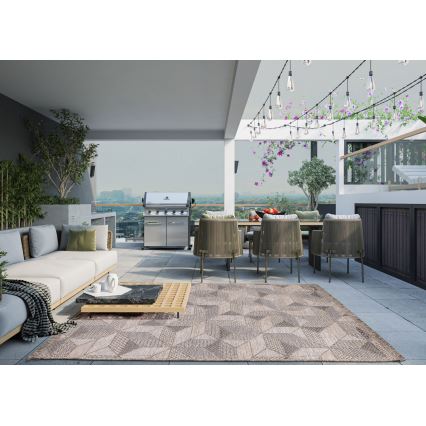 Alfombra de exterior ORIA 70x140 cm gris/beige