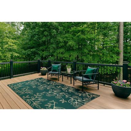Alfombra exterior JUNGLE 80x160 cm verde/estampado de hojas