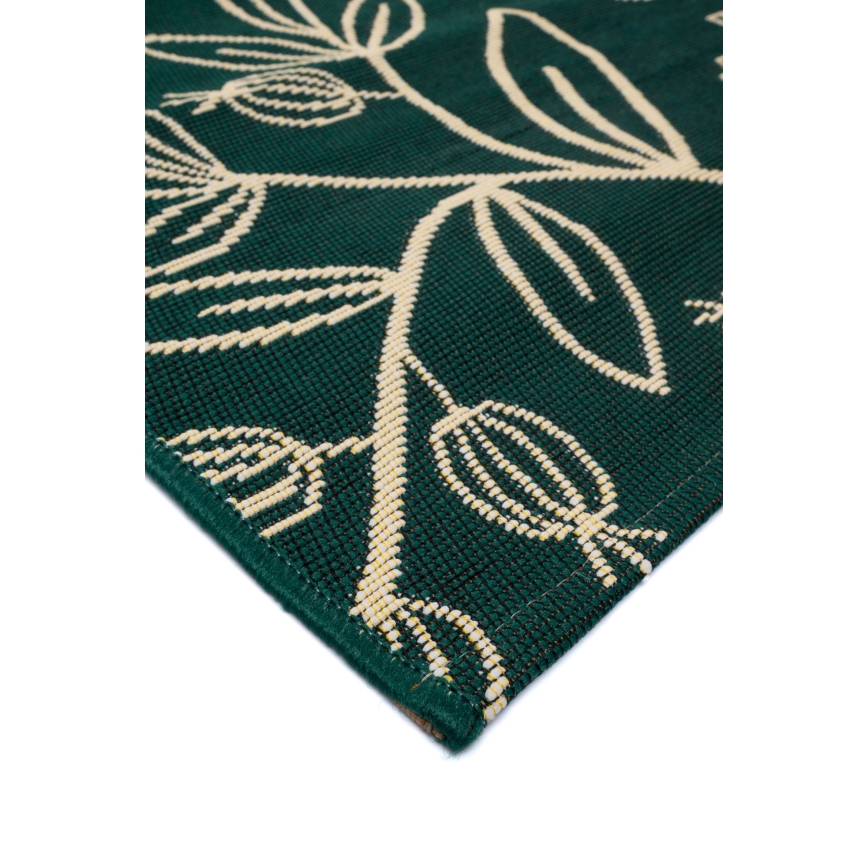 Alfombra exterior JUNGLE 80x160 cm verde/estampado de hojas