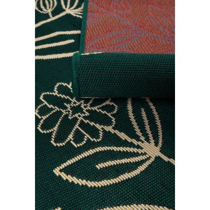 Alfombra exterior JUNGLE 80x160 cm verde/estampado de hojas