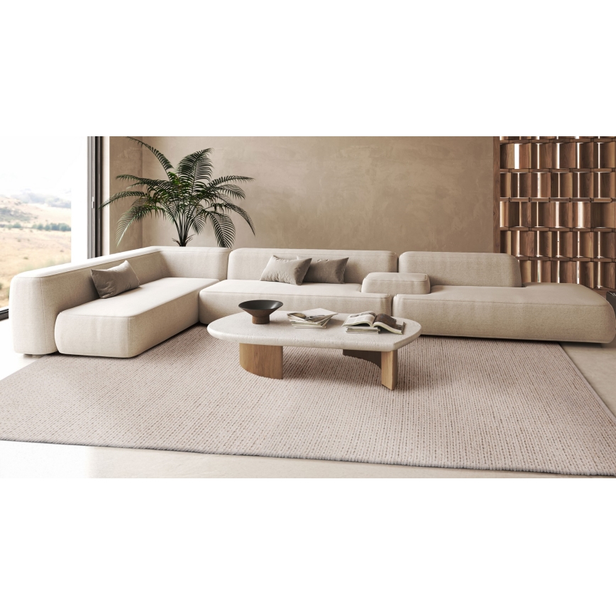 Alfombra FIR WOOL 120x170 cm 2600 g/m2 crema/natural