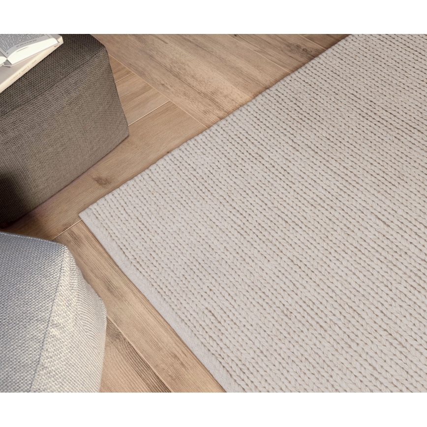 Alfombra FIR WOOL 120x170 cm 2600 g/m2 crema/natural