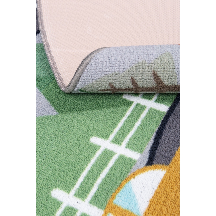 Alfombra infantil antideslizante ARES STREETS 160 cm gris/ciudad
