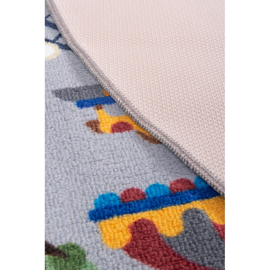 Alfombra infantil antideslizante ARES STREETS 160 cm gris/ciudad