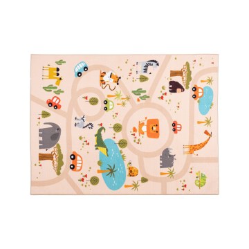Alfombra infantil antideslizante ARES STREETS 80x150 cm beige/safari
