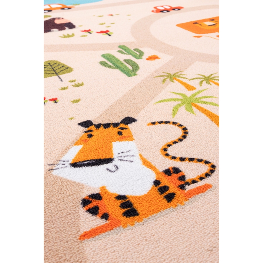 Alfombra infantil antideslizante ARES STREETS 80x150 cm beige/safari