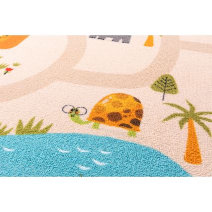 Alfombra infantil antideslizante ARES STREETS 80x150 cm beige/safari
