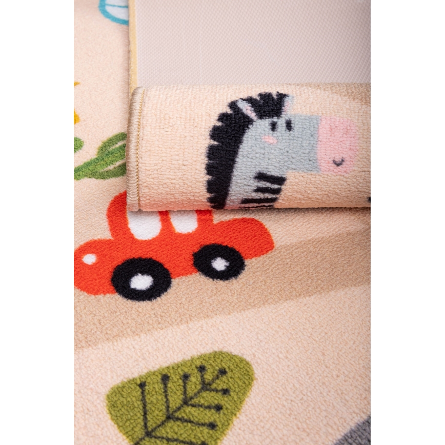 Alfombra infantil antideslizante ARES STREETS 80x150 cm beige/safari