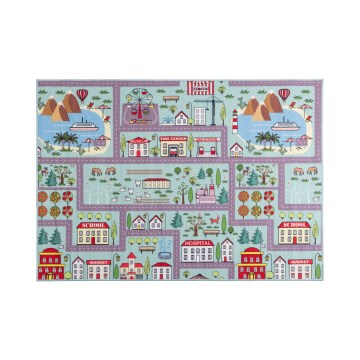 Alfombra infantil STELLA STREETS 100x150 cm turquesa/ciudad