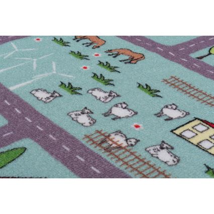 Alfombra infantil STELLA STREETS 100x150 cm turquesa/ciudad