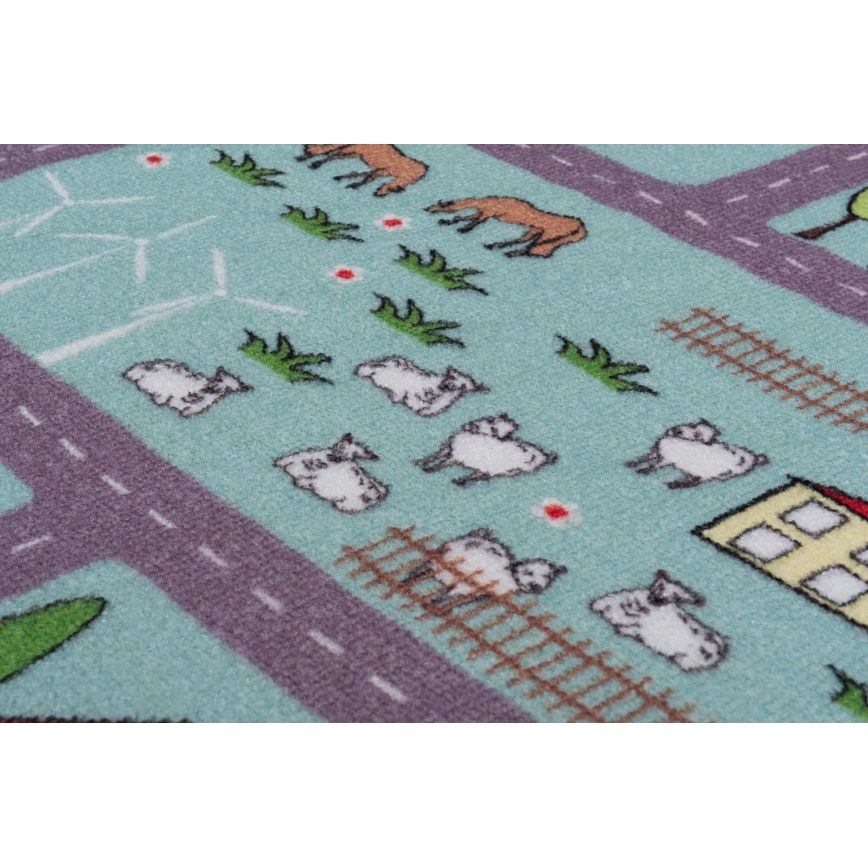 Alfombra infantil STELLA STREETS 100x150 cm turquesa/ciudad