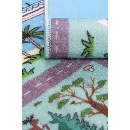 Alfombra infantil STELLA STREETS 100x150 cm turquesa/ciudad