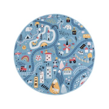 Alfombra infantil STELLA STREETS 120 cm azul/ciudad