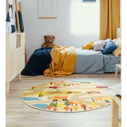 Alfombra infantil STELLA STREETS 120 cm beige/ciudad