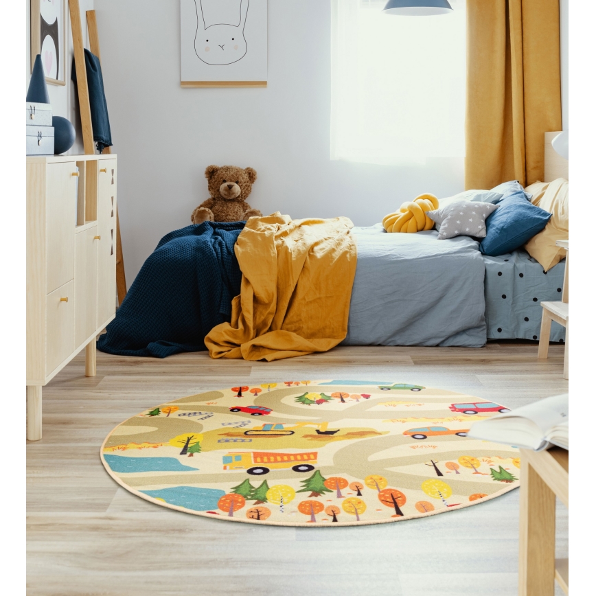 Alfombra infantil STELLA STREETS 120 cm beige/ciudad