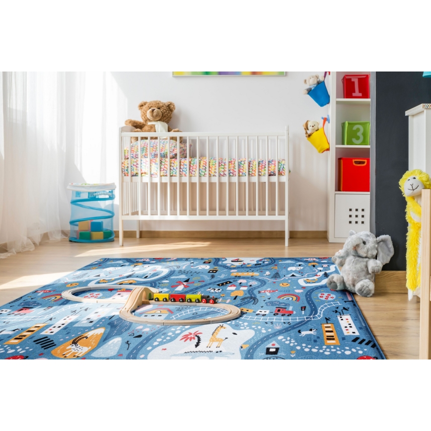Alfombra infantil STELLA STREETS 120x170 cm azul/ciudad
