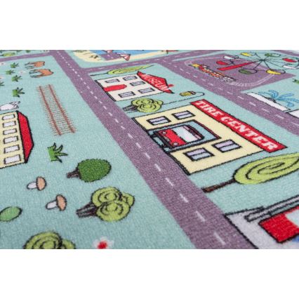 Alfombra infantil STELLA STREETS 120x170 cm turquesa/ciudad