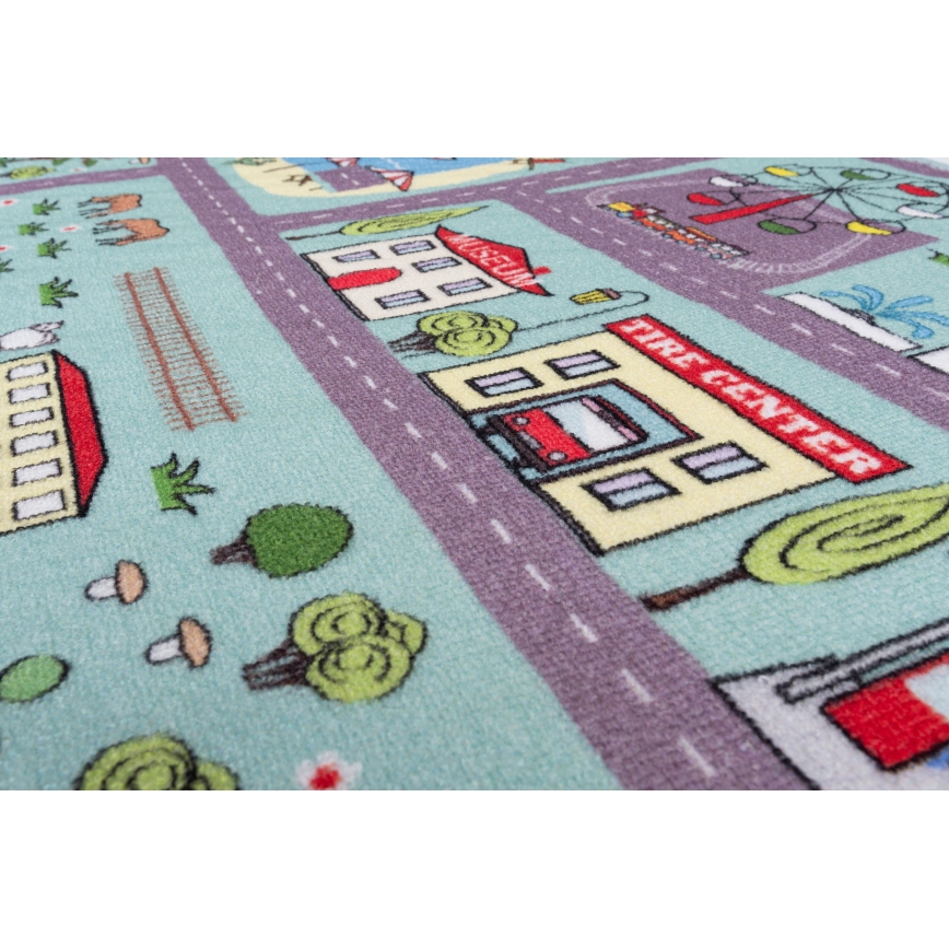 Alfombra infantil STELLA STREETS 120x170 cm turquesa/ciudad