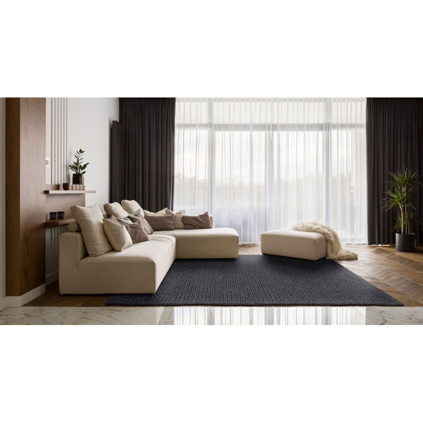 Alfombra natural FIR WOOL 120x170 cm 2600 g/m2 antracita