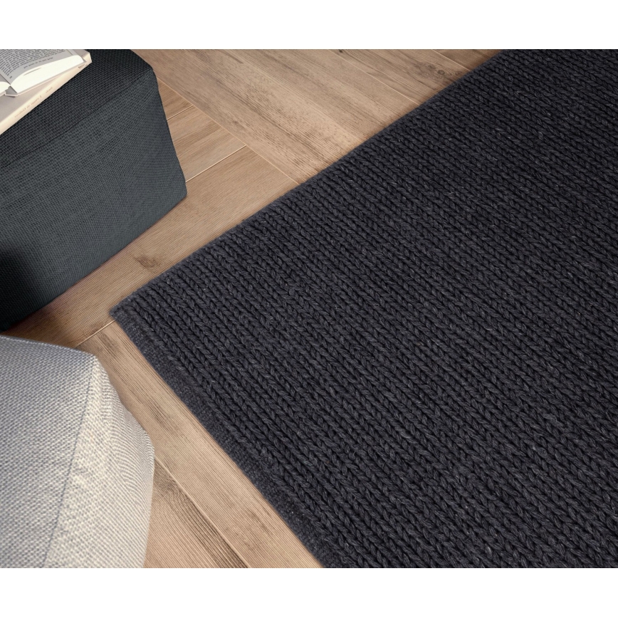 Alfombra natural FIR WOOL 160x230 cm 2600 g/m2 antracita