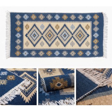 Alfombra oriental reversible KILIM 80x150 cm azul/beige