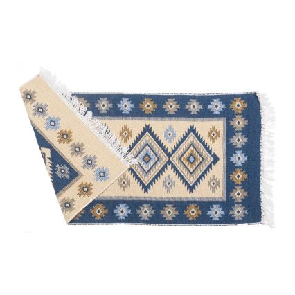 Alfombra oriental reversible KILIM 80x150 cm azul/beige