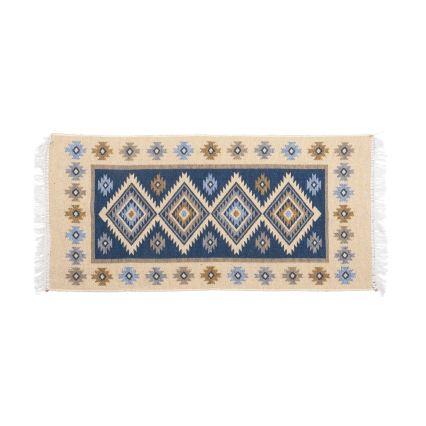 Alfombra oriental reversible KILIM 80x150 cm azul/beige