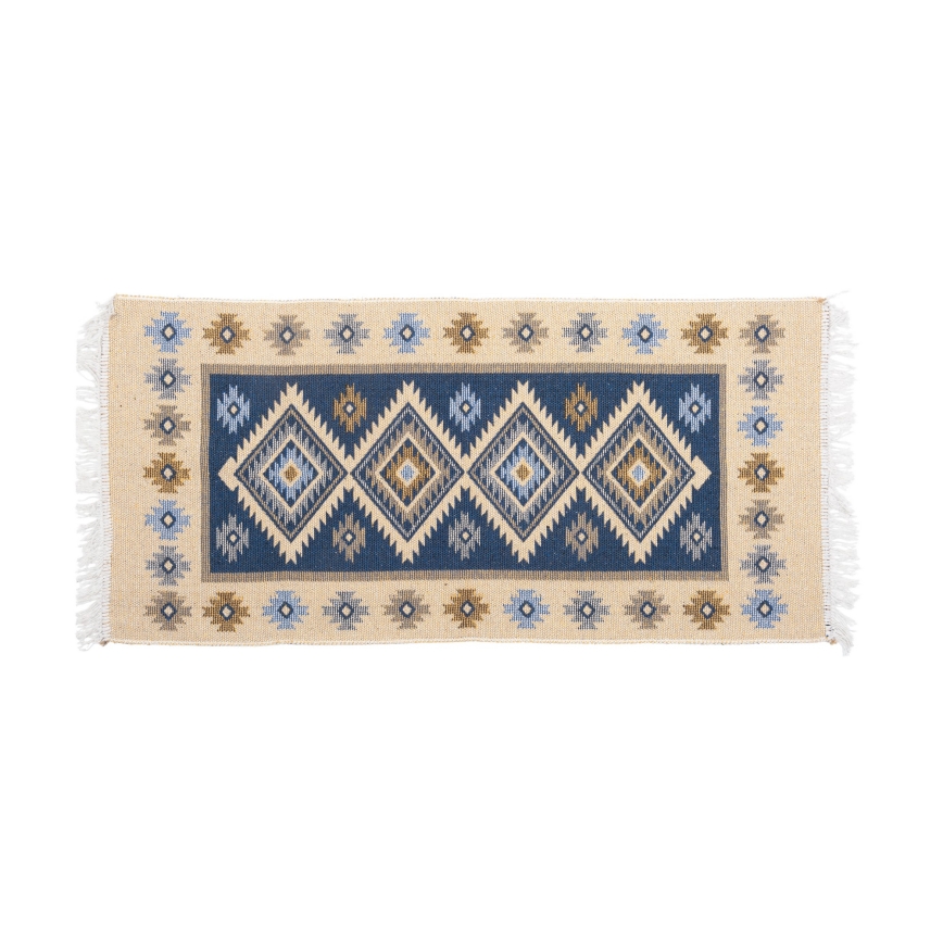 Alfombra oriental reversible KILIM 80x150 cm azul/beige