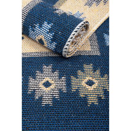 Alfombra oriental reversible KILIM 80x150 cm azul/beige