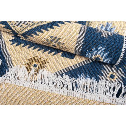 Alfombra oriental reversible KILIM 80x150 cm azul/beige