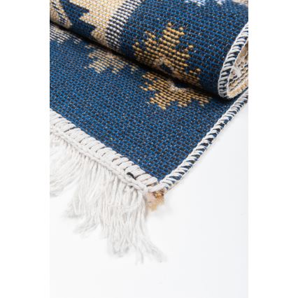 Alfombra oriental reversible KILIM 80x150 cm azul/beige