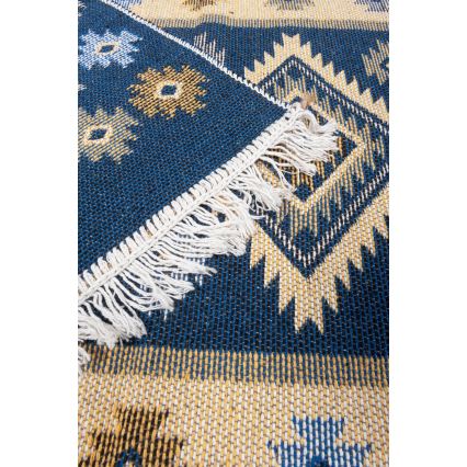 Alfombra oriental reversible KILIM 80x150 cm azul/beige