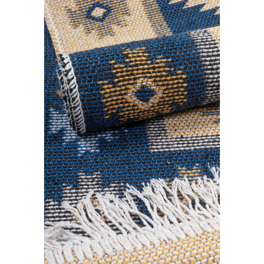 Alfombra oriental reversible KILIM 80x150 cm azul/beige