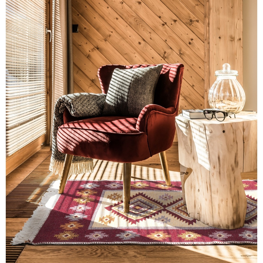 Alfombra oriental reversible KILIM 80x150 cm roja/beige