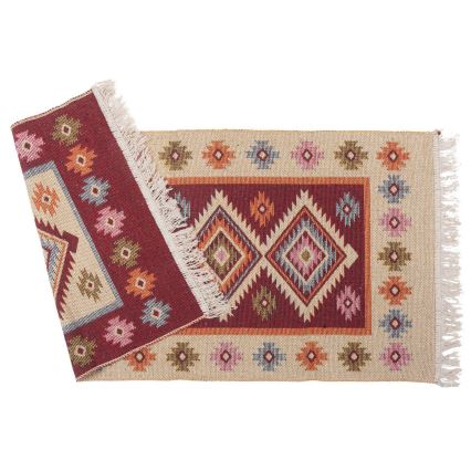 Alfombra oriental reversible KILIM 80x150 cm roja/beige