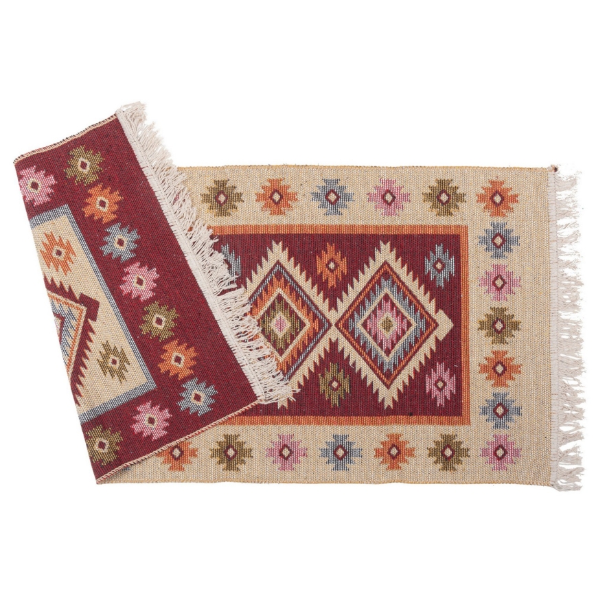 Alfombra oriental reversible KILIM 80x150 cm roja/beige