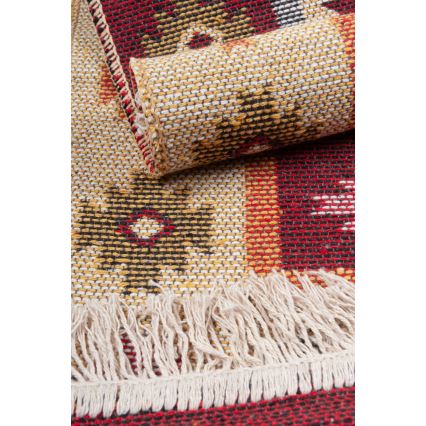 Alfombra oriental reversible KILIM 80x150 cm roja/beige